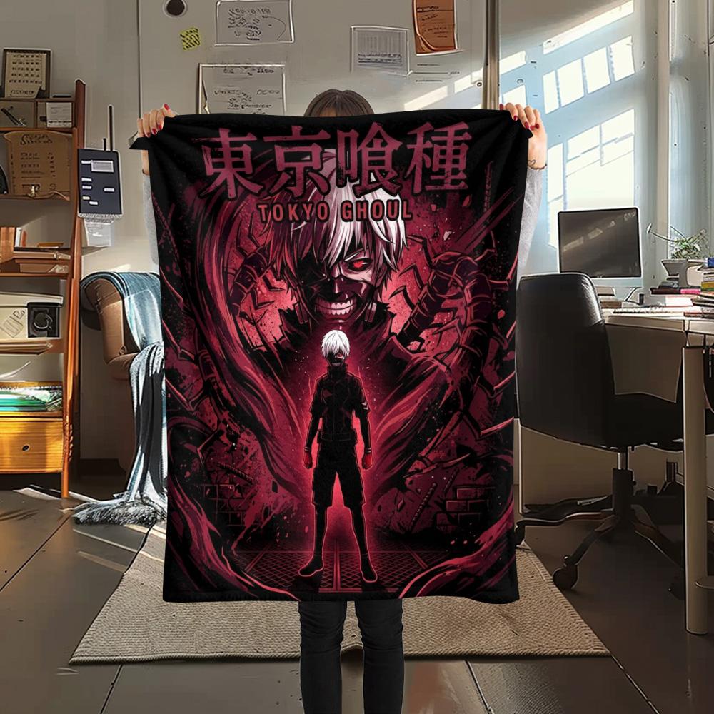 1PC Tokyo Ghoul Patterned Flannel Blanket Suitable For All Seasons For Home Decor Warmth And Comfort Gifts Holiday Present