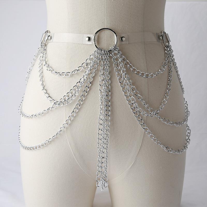 Pu Decorative Belt Multi-Layer Metal Chain Fringed Body Chain Night Bar Performance Jewelry Waist Chain