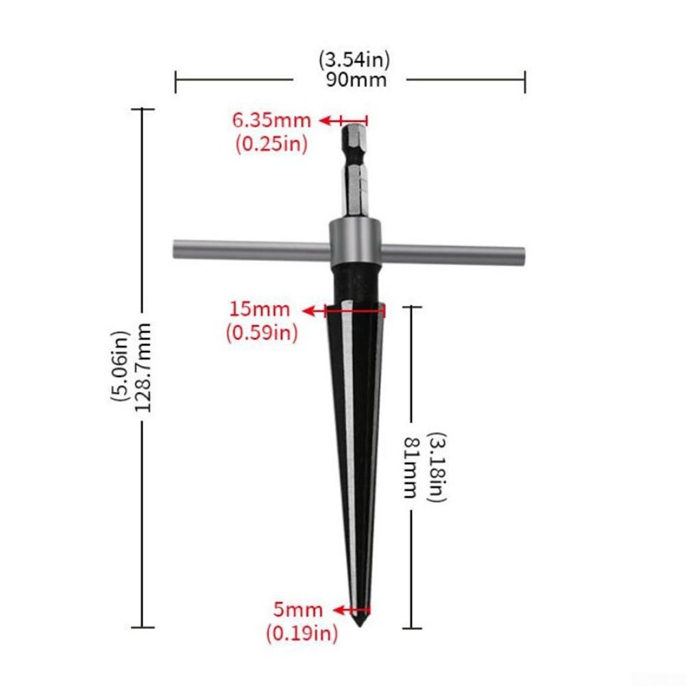Коническая развертка для столяра с Т-образной рукояткой, 5–16 мм, 6 рифлений