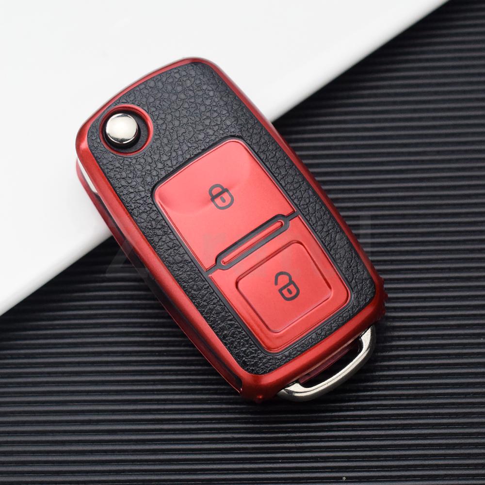 2/3 Buttons TPU Leather Car Key Case Cover Shell Fob Bag for VW Volkswagen Polo Tiguan Passat Golf Jetta Lavida Skoda Octavia