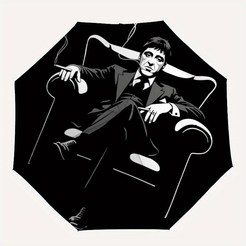 1pc Scarface Automatic Opening/closing Umbrella, Foldable Sunshade, Perfect Gift for Friends, Durable Plastic Handle yy250808109