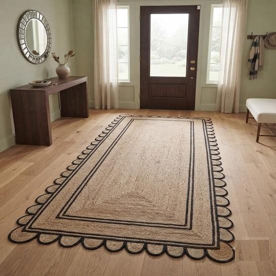 Runner Rug Carpet Jute 100% Natural Farmhouse Braided Area Rag Rug Floors Mats