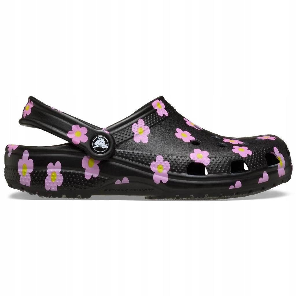 Crocs Classic Flower Clog Women 212677 Black 38-39 EU Comfort Lightweight Non-Slip Shoes