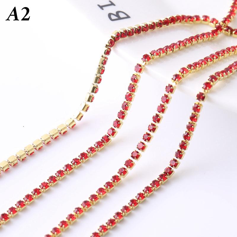 5M Rhinestone Drill Chain 2mm Glass Rhinestone Claw Chain Trim DIY Sewing Costume Craft Performance Clothing Decor Accessories