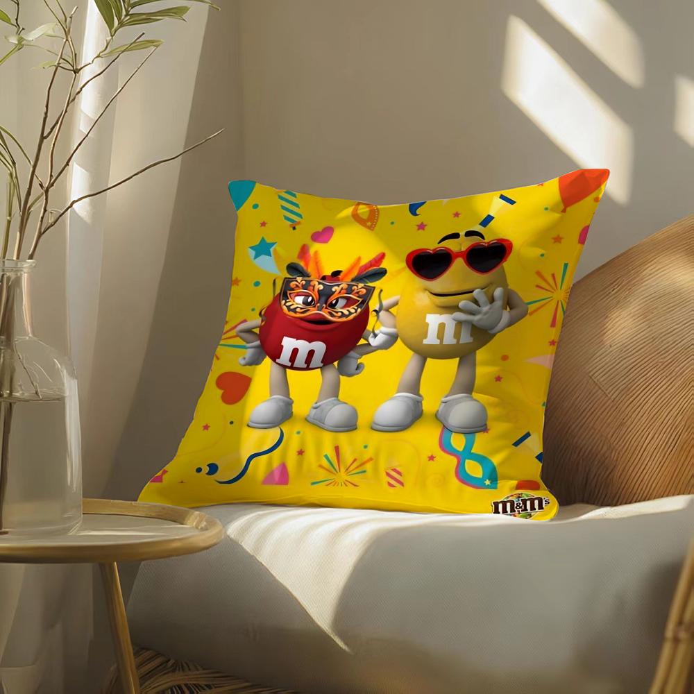 Cute Funny MMS Chocolate Cushion Cover Silky elegant Comfort Sofa Bed Invisible zipper Beach pillowcase