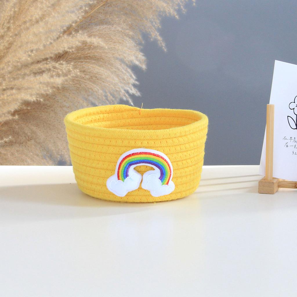 Тканая корзина для хранения из хлопковой веревки с мультяшными животными, детский органайзер для игрушек, настольное хранилище ручной работы для конфет, одежды, игрушечная коробка