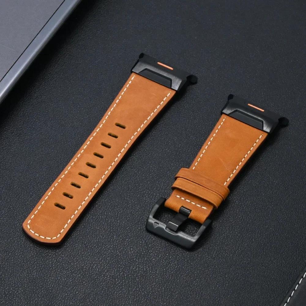 Кожаный чехол-ремень для Samsung Galaxy Watch Ultra 47 мм Браслет для SAMSUNG ULTRA GALAXY 47 Алюминиевая металлическая крышка Роскошный набор