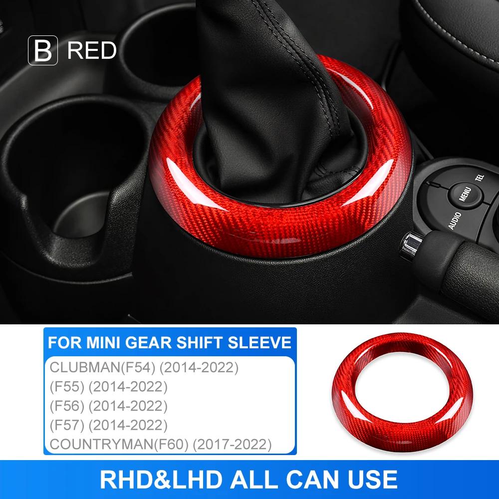 Cover For Mini F54 F55 F56 F57 F60 Countryman Accessories Hard Real Carbon Fiber Car Gear Shift Sleeve Circle Ring Interior Trim