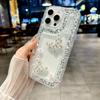 For iPhone 16 Pro Case with Case with Pearl Butterfly Decor Glitter Rhinestone Epoxy Design TPU Phone Cover