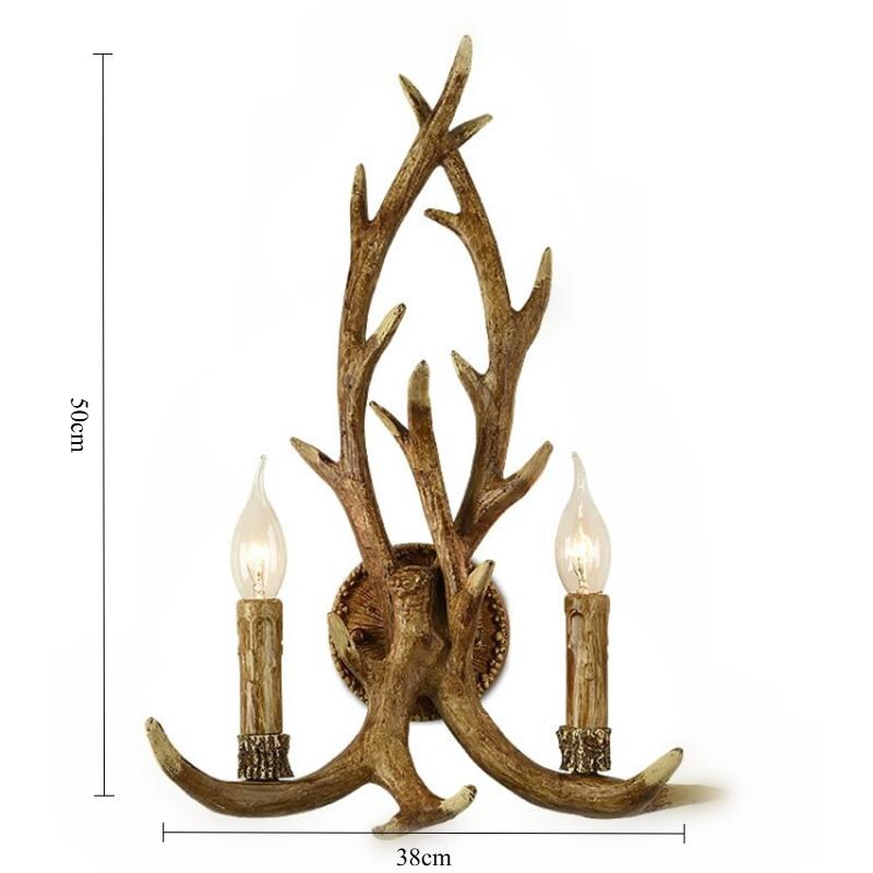 Wooden Feeling Resin Decorative LED Wall Light Lamp Sconce Deer Horn Antler Retro White Deer Wall Lamp Light LED Tree Branch