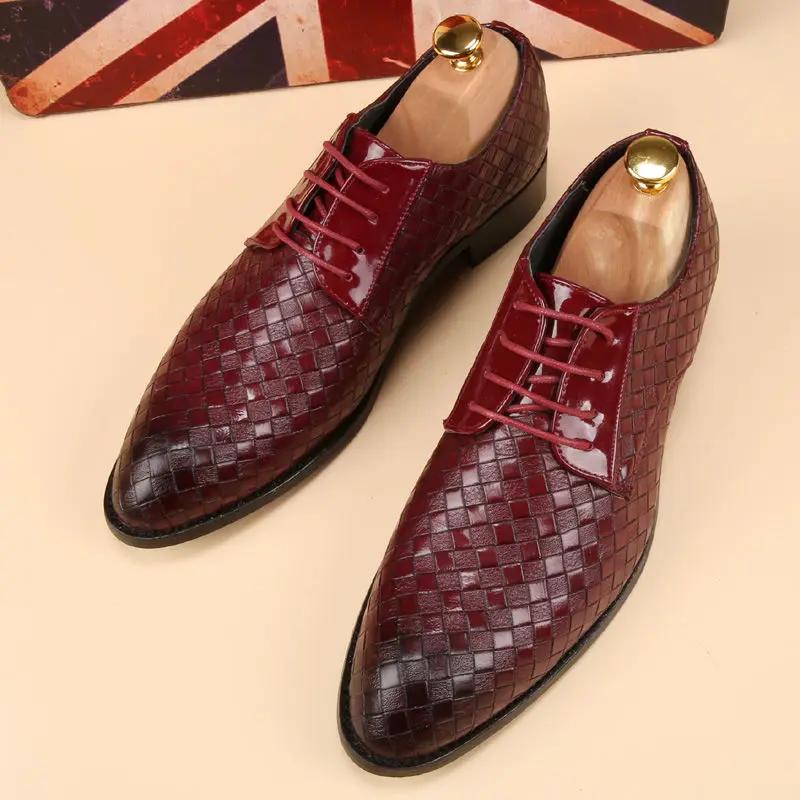 Fashion Braided Pattern Male Casual Shoe Formal Dress Business Designer Luxury Sale Men's Leather Brogue Shoes Low Price Shipping Free