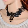New Women's Black Rose Teardrop Bead Pendant Lace Choker Lolita Collar Necklace