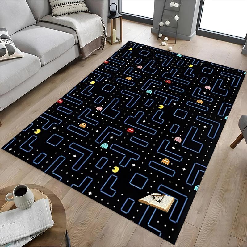 1pc Pacman Maze Adventure Carpet for Playroom Bedroom Living Room Sofa Home Decor,kids Game Area Rug Non-slip Floor Mat Y730140