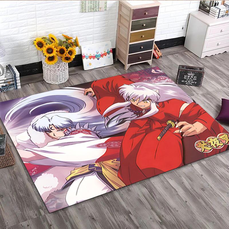 Inuyasha Vs Sesshomaru Carpet Office Decorative Carpet For Living Room Bedroom Door Mat Floor Rug Computer Chair Area Rug holiday gift