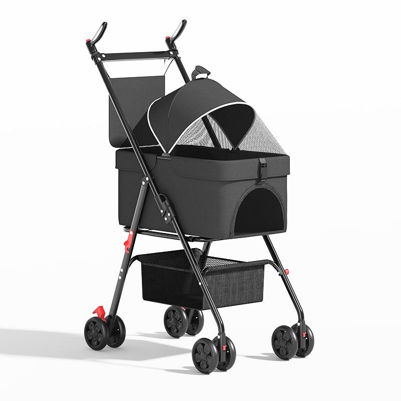 GVBB Compact Foldable Pet Stroller for Cats and Dogs - Lightweight, Detachable Design for Easy Travel.