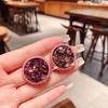 Геометрические Винтажные Фиолетовые Серьги Элегантные Серьги во Французском Стиле Милые Серьги Круглой Формы Подарок
