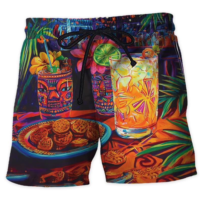 Fashion Tiki Graphic Beach Shorts For Men Summer Casual Holiday Vacation 3D Printed Short Pants Loose Harajuku Kids Swim Trunks