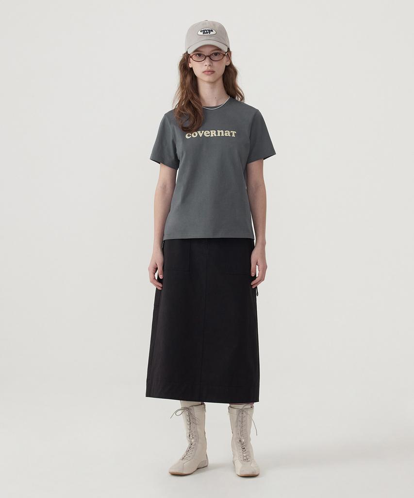 COVERNAT WOMAN Cool Cotton Copper Logo T-Shirt Charcoal