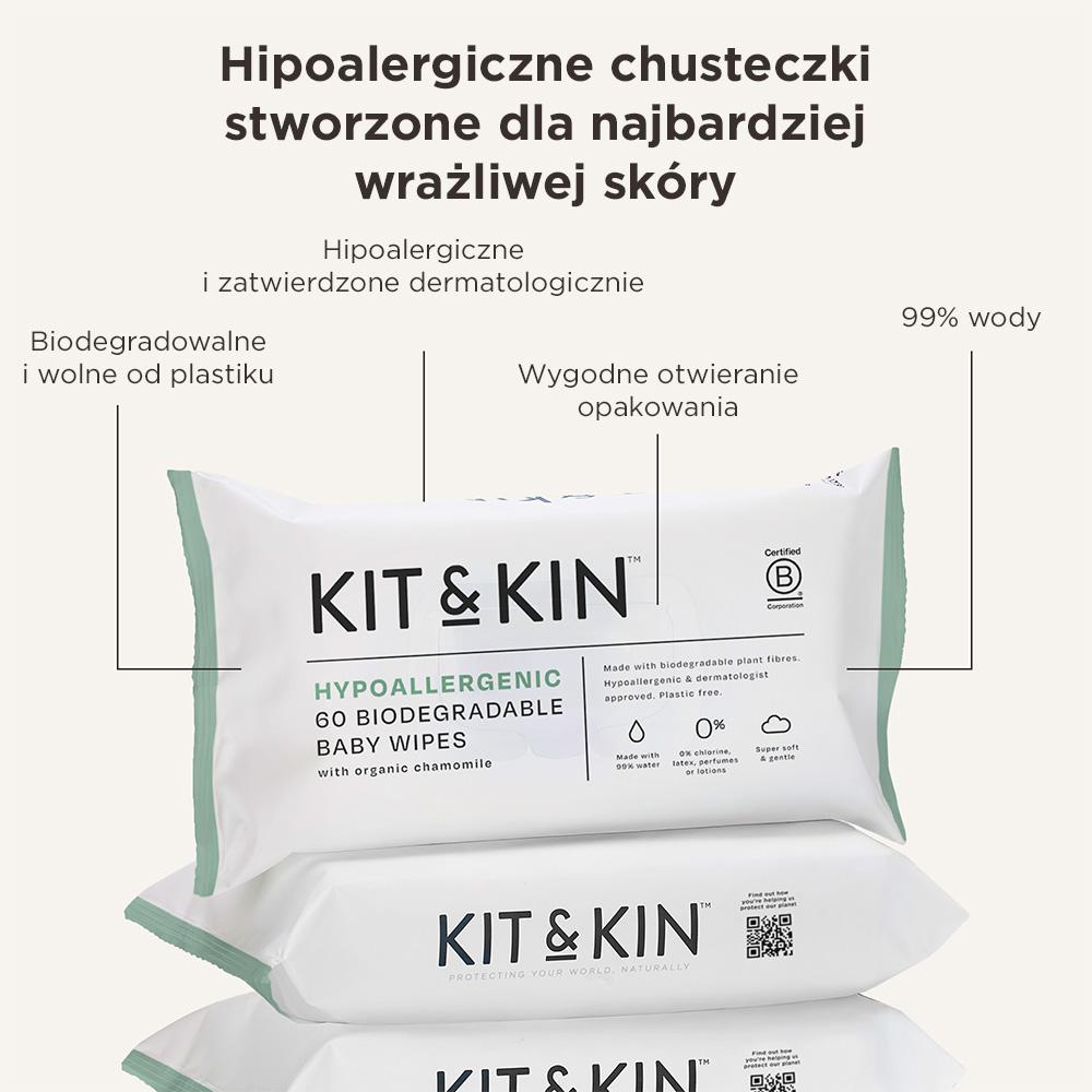 Chusteczki Nawilżane 60 Sztuk Dla Dzieci Bezzapachowe Kit&Kin