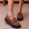 Large Size Leopard Print New Muffin Thick Sole Comfortable and Fashionable One-pedal Small Leather Shoes