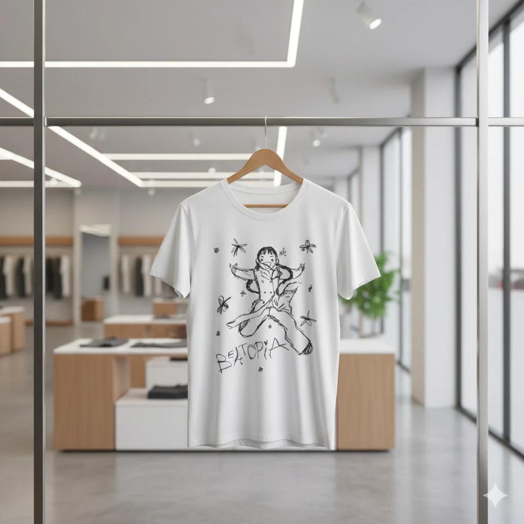 Bjork Biophilia Sketch Graphic T-Shirt White Art Indie Tee - T359