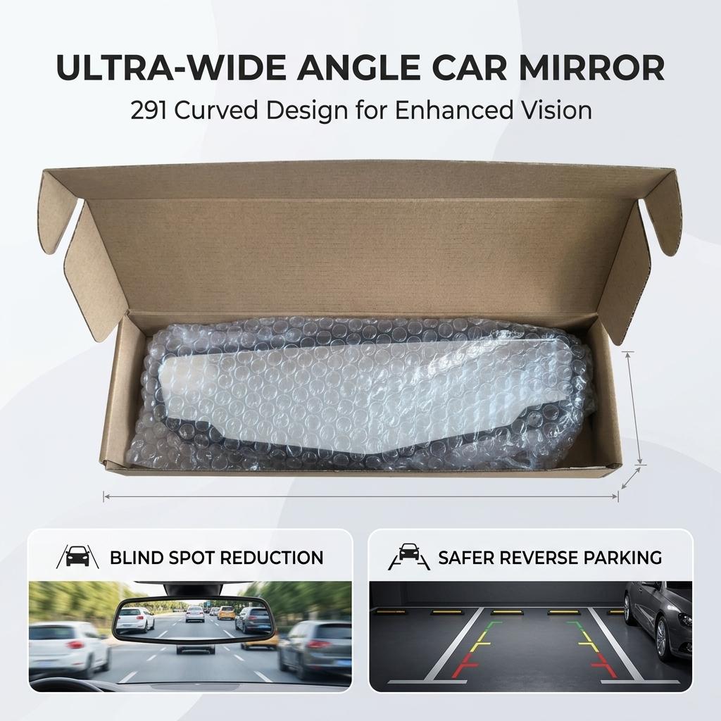 Large View Angle Car Rearview Mirror High Definition Anti Glare Wide Angle Mirror for Multiple Car Models