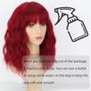 MISS WIG Красное вино, натуральный волнистый парик длиной до плеч с челкой, синтетическое волокно, бордовый для косплея, повседневная одежда, короткий волнистый парик Боб