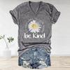 Блузки с коротким рукавом и V-образным вырезом, повседневные футболки Be Kind Painting