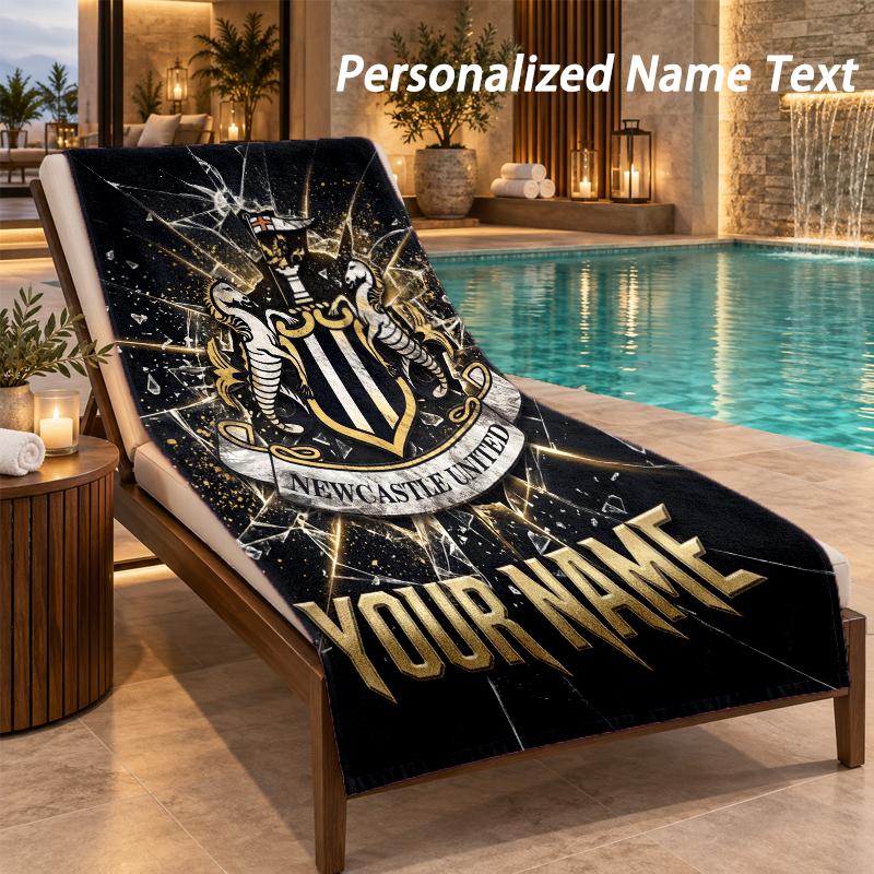 Custom Text Newcastle United FC Print Beach Towel Large Towel For Home Bathroom Beach