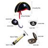Pirate Compass Skull Print Hat Costume Kits for Treasure Hunt Stylish Role Play Accessories for Halloween Party