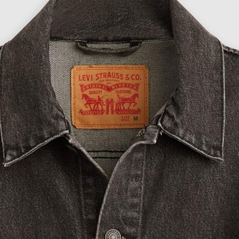 Джинсовая куртка Levis однотонная с карманами на одной пуговице с длинным рукавом свободного кроя унисекс Черная A7632-0002
