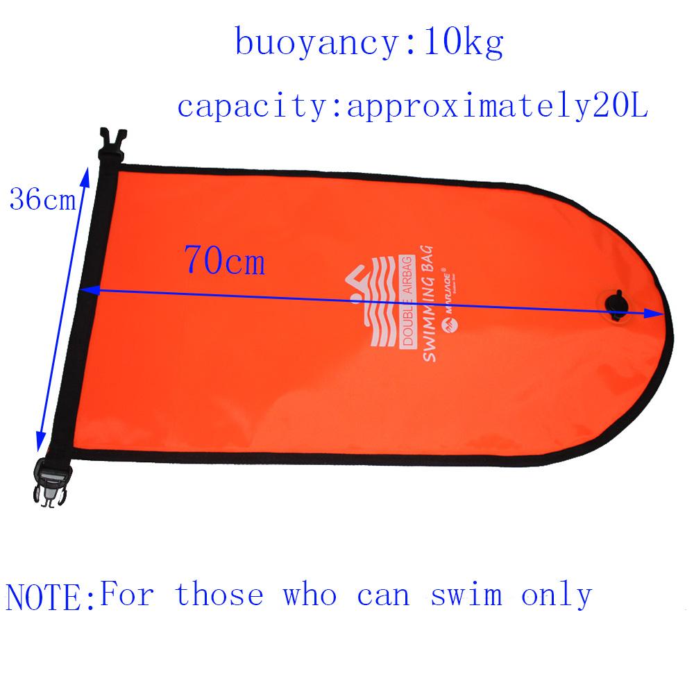 20L Waterproof Inflatable Swimming Dry Bag With Phone Pouch Open Buoy Tow Float Double Air Bags With Waist Belt Water Sport