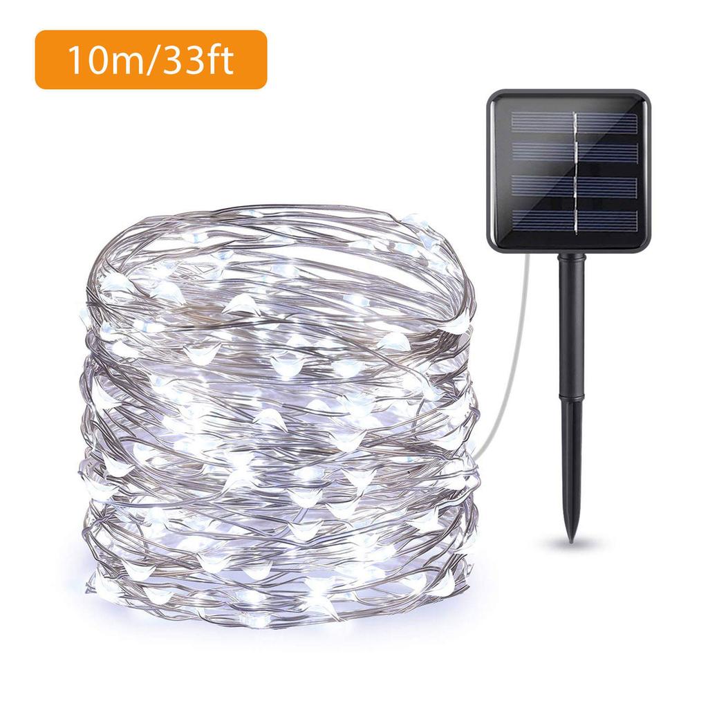 33ft 100 LED Solar String Lights 2 Modes Copper Wire Lights Waterproof Solar Tale Lights