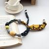 Love Pendant Wood Bead Necklace Multicolor Bohemian Choker Patchwork Cloth Chain Necklace  Gift
