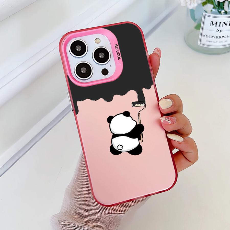 Мягкий чехол для телефона iPhone 14 15 16 Plus 11 12 13 Pro Max 16e Милый мультяшный панда