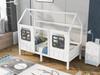 House bed with 2 drawers, single bed, daybed, children's bed with 2 windows, frame made of pine, MDF, white (200x90cm)