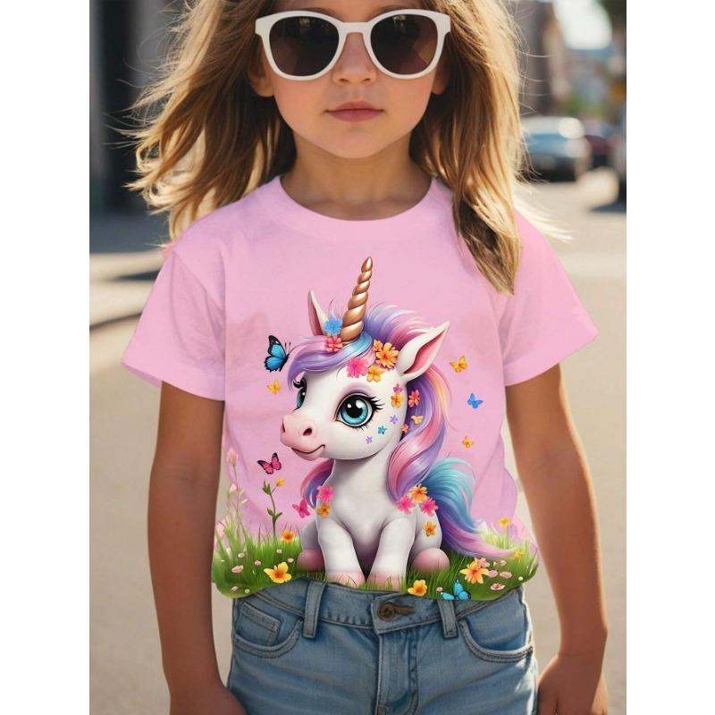 Верхняя одежда весна осень с принтом короткий рукав круглый вырез для девочек низ верх футболки для девочек