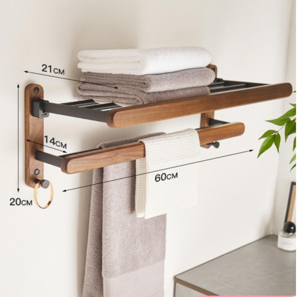 Nordic solid wood Light Luxury Towel Rack Bathroom Towel Set Перфорированная настенная полка для полотенец Аксессуары для ванной комнаты