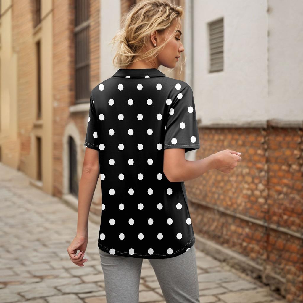 Женские футболки с коротким рукавом, плиссированные, с V-образным вырезом, с принтом, с воротником, летние топы, модные, деловые, повседневные, рабочие