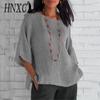 Women's Fashion Casual Summer Solid Color Print 3/4 Sleeve O-Neck Blouses & Shirts