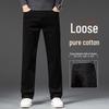 Мужские черные свободные прямые джинсы из 98% хлопка — модные, универсальные, осенне-зимняя версия