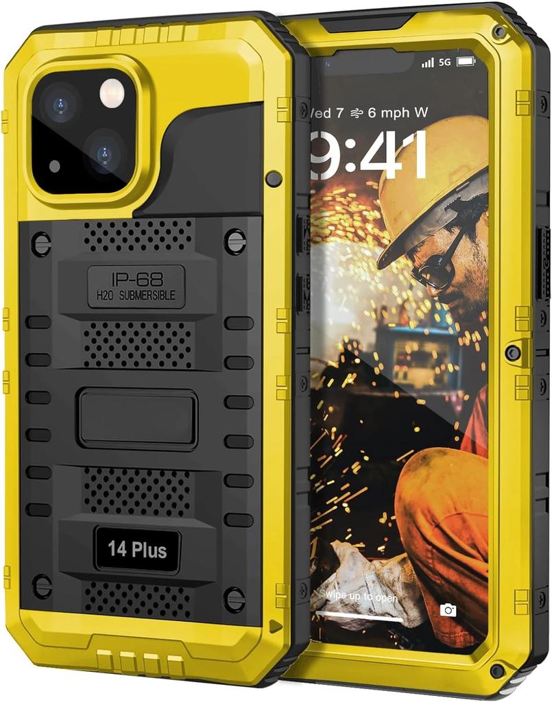 Для iPhone 16 15 14 13 12 11 Pro Max XS XR 8 7 6 Plus IP68 Водонепроницаемый Прочный Металлический Бронированный Чехол Ударопрочная Крышка Защитное Стекло