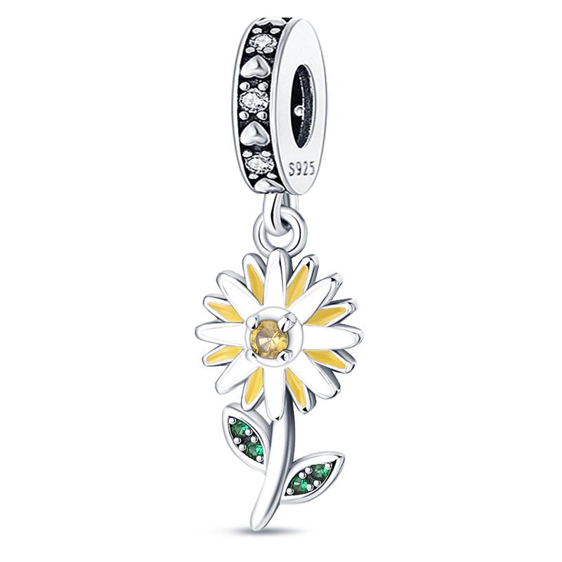 925 Silver Sunflower Butterfly Flower Heart Charm for 3mm DIY Bracelet, Beautifully Beaded DIY Fashion Maker Gifts