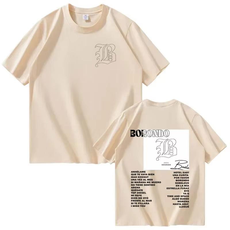 Hot Rapper Beele New Album Borondo Double Sided Print Graphics Merch 2026 Men Short Sleeve   top Harajuku Casual Cozy Tshrit