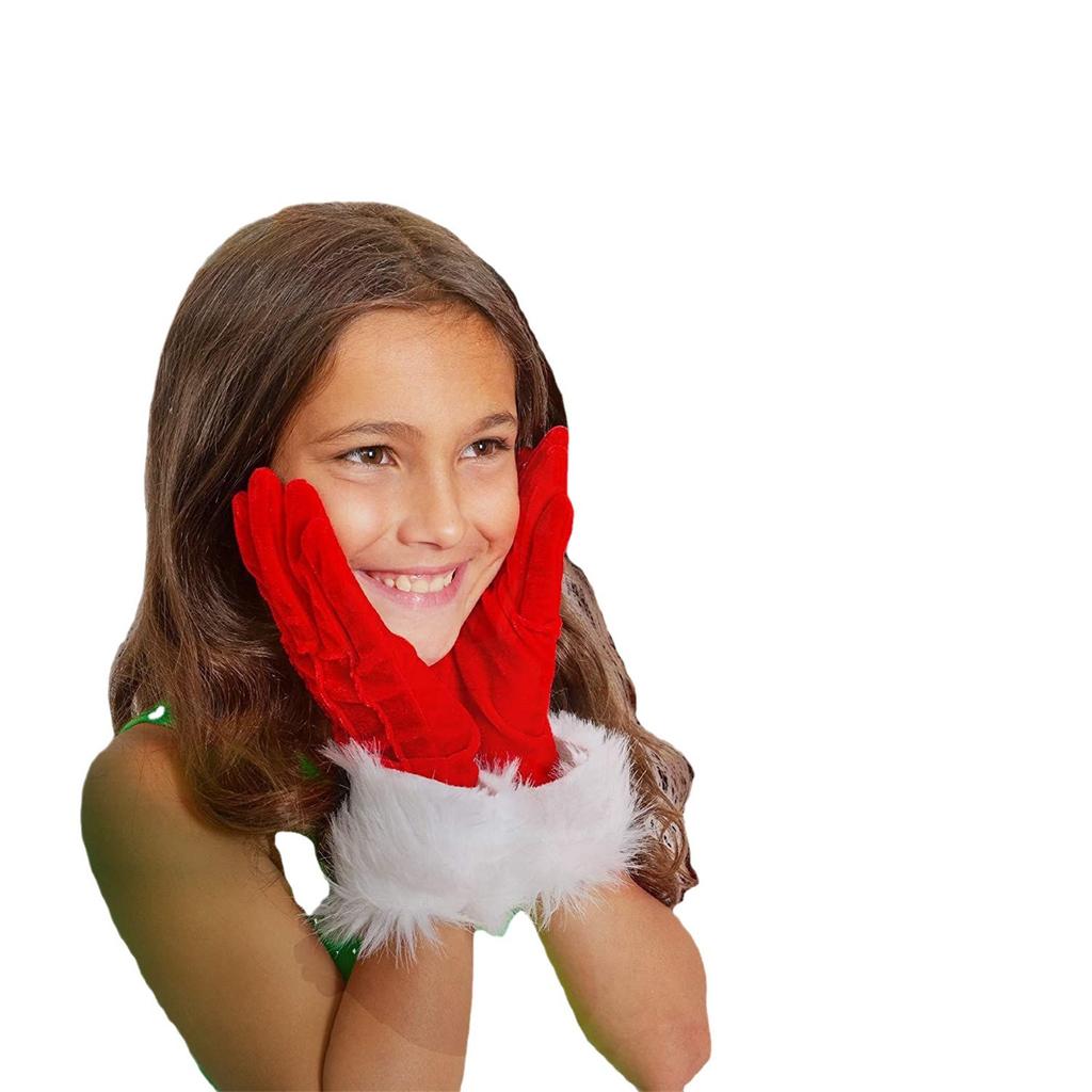Christmas Santa Clause Gloves Glow In the Dark Santa Costume Gloves Party Props Festival Luminous Gloves Hand Warmers