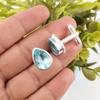 Natural Sky Blue Topaz Gemstone 925 Sterling Silver Handcrafted Cufflinks 0.66" CL-6-4