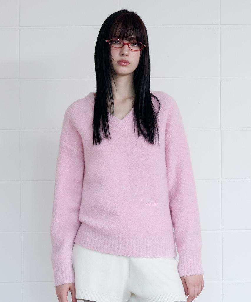 ROLAROLA Loose Fit V Neck Knit Pink