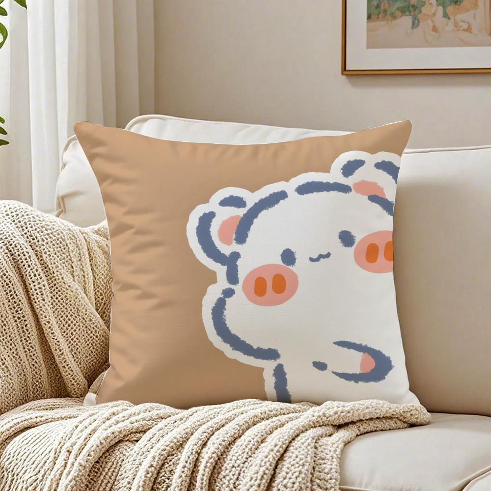 Милые животные-сюрпризы в двенадцати знаках зодиака Наволочка из льна Мягкая для дивана кровати Декор домашней комнаты