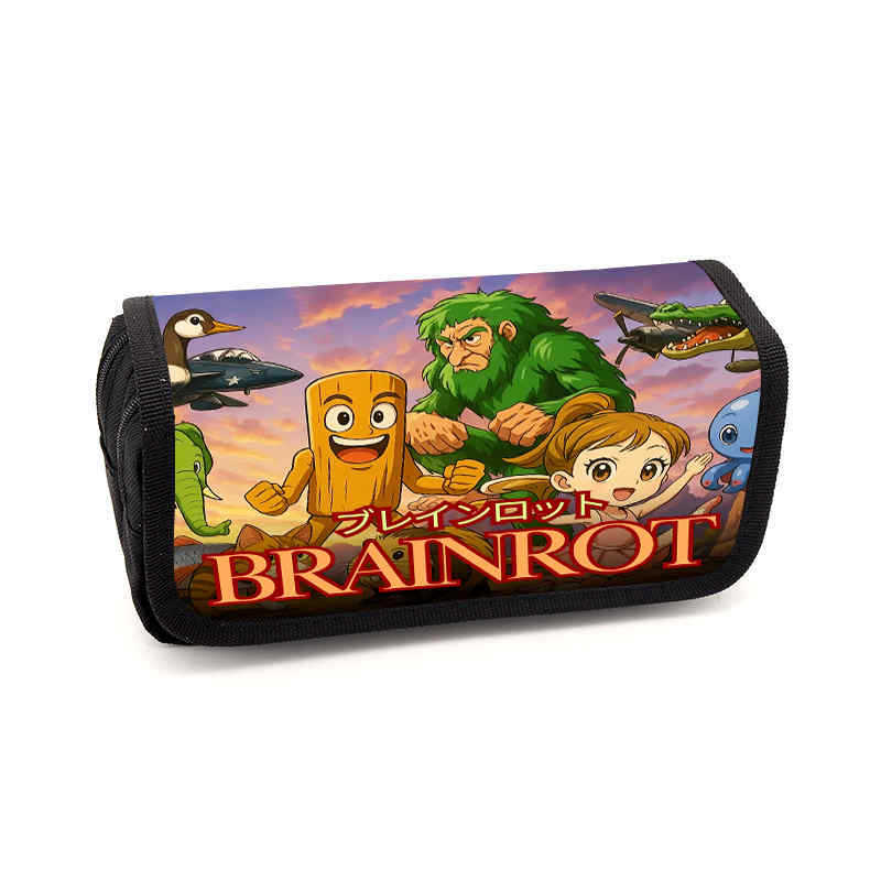 Brain rot pencil case Animation peripheral storage bag Stationery pencil case