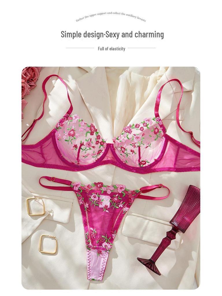 Французский кружевной комплект нижнего белья с вышивкой в виде цветов: Сексуальный и Привлекательный Дизайн в Наличии